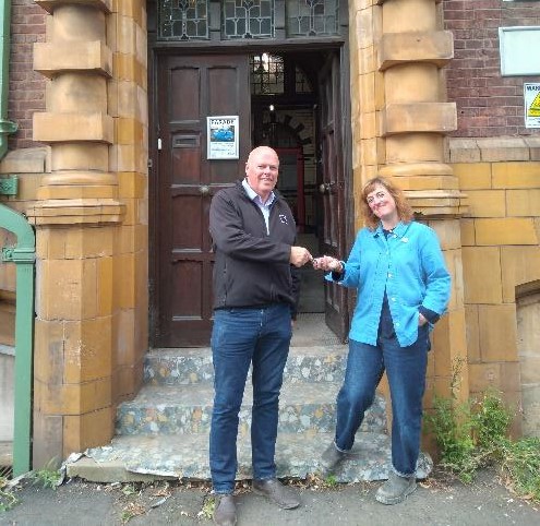 Pictured left to right: Dave Hurdiss, Senior Project Manager, ISG Ltd, Lucy Reid, Chair, Moseley Road Baths CIO