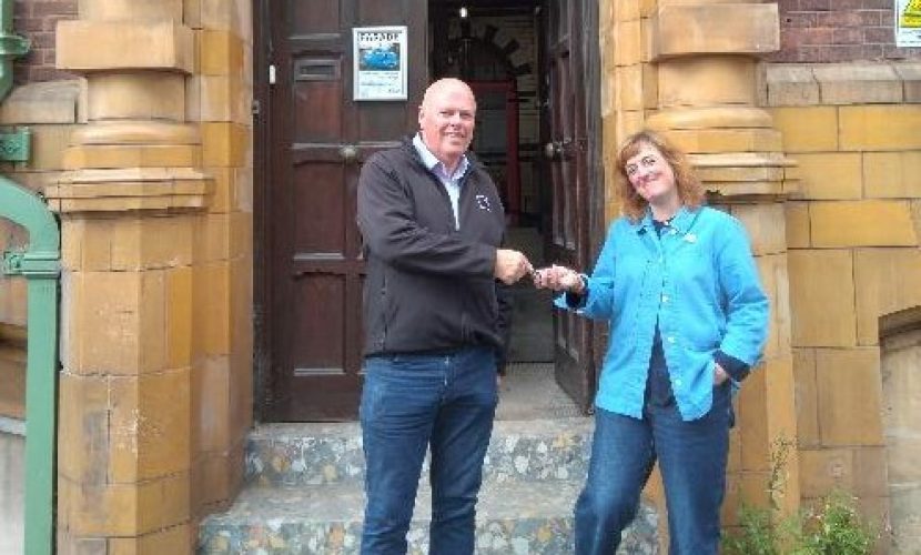 Pictured left to right: Dave Hurdiss, Senior Project Manager, ISG Ltd, Lucy Reid, Chair, Moseley Road Baths CIO